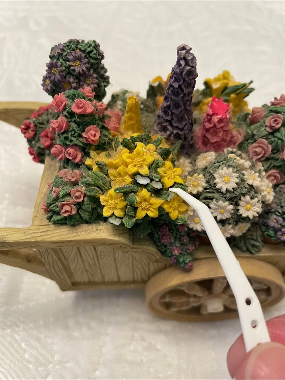 Vintage 1996 San Francisco Music Box Company Resin Flower Cart or Wagon Figure